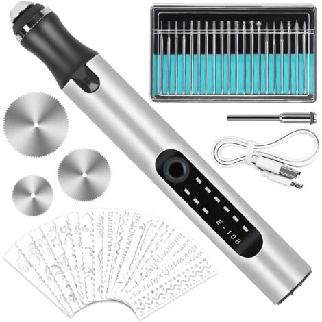 Machine de gravure électrique – Mini stylo de gravure multifonction avec 20 forets – pour bijoux, bois, verre, pierre (1/5)