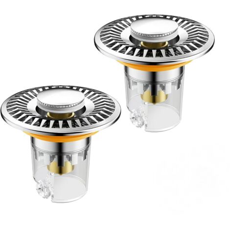 Bouchon de lavabo de salle de bain, 2 pièces, argenté (pour trou de lavabo de diamètre 28-31 mm / 33-40 mm) (1/5)
