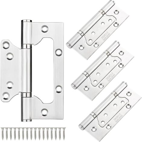 Charnières de porte à roulement robuste encastrées en acier inoxydable, 5 pouces, 4 pièces, argent (1/5)