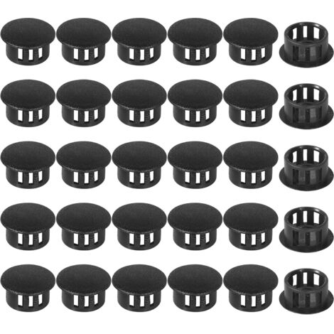 Embouts d'insertion - Embouts de fixation ronds verrouillables - Pour tubes de poteaux de clôture de meubles - 18 mm, 30 unités - Noir (1/5)