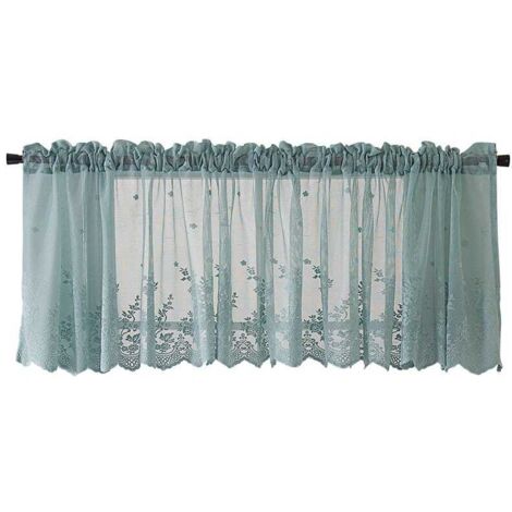 1 rideau en tulle, rideau en tulle jacquard, rideau bistrot style maison de campagne, tringle à rideau non incluse, bleu (l 74 cm x H 61 cm) (1/5)