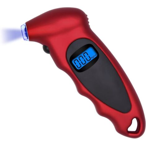 Manomètre numérique pour pneus, manomètre pour pneus de voiture et de moto, rouge (1 pièce) (1/5)