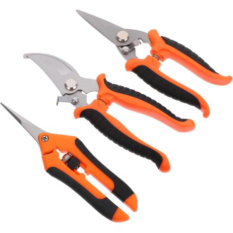 Sécateur, sécateur de jardin, ciseaux de jardinage professionnels pour fleurs, plantes, branches, bonsaï, lot de 3 (orange) (1/4)
