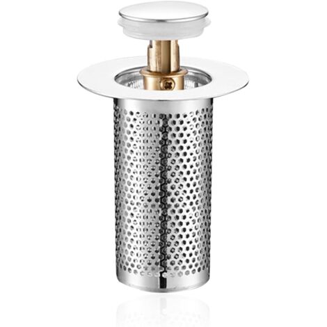 Crépine d'évier en acier inoxydable, bouchon de vidange d'évier à poussoir, longue, 1 pièce (1/5)