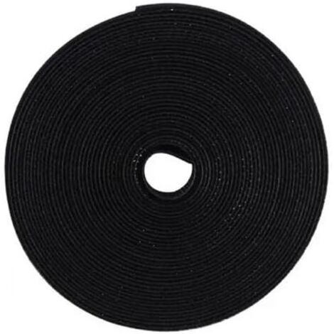 Attaches de câble, attaches de câble réutilisables et polyvalentes pour la gestion des câbles, 5 m x 1,2 cm, noir (1/4)