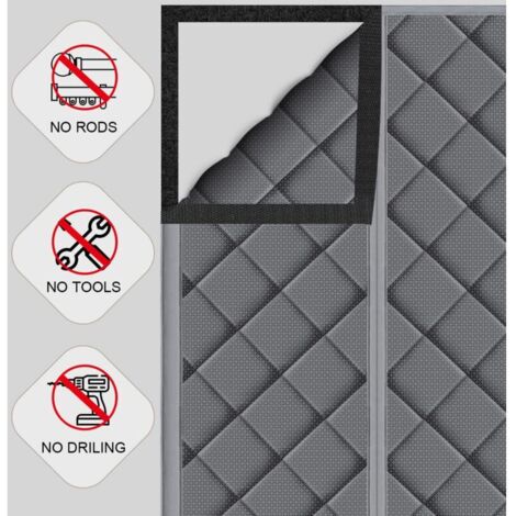 Rideau De Porte D'Entree Isolant Thermique 100X220Cm, Rideau Phonique Porte Anti Bruit, Porte D