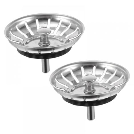 Bonde d'évier, bonde universelle pour évier de cuisine, bonde d'évier, acier inoxydable, diamètre 80 mm(2 pièces) (1/5)