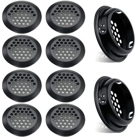 Grille de ventilation ronde, aérations en acier inoxydable, format de montage 35 mm, noir, 10 pièces(convexe) (1/4)