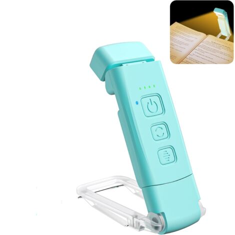 Lampe de lecture, 3 modes de couleur et niveaux de luminosité réglables, rechargeable par USB, autonomie de 80 heures (bleu) (1/5)