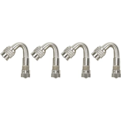 Adaptateur d'extension de valve de pneu à 45 degrés pour voitures, motos, vélos, valves universelles (4 pièces, argent) (1/4)