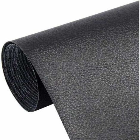 Patch en cuir, patch de réparation de canapé, patch en cuir autocollant, résistant aux frottements, 10 x 20 cm, 5 pièces, noir (1/5)