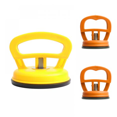 Extracteur de bosses, outil de débosselage pour carrosserie, avec ventouse et poignée, diamètre 12 cm / 5,6 cm (jaune et orange) (1/5)
