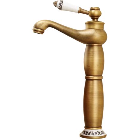 Robinet pour lavabo de salle de bain, robinet vintage en laiton porcelaine bleu et blanc (haut) (1/5)