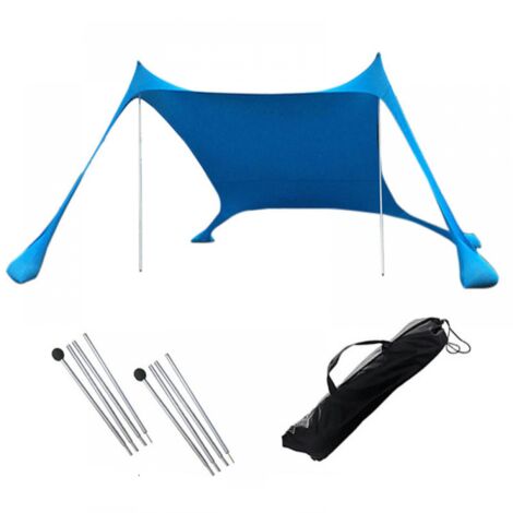 Tente de plage pliable avec 2 poteaux et 1 sac de transport, idéale pour la plage, le camping et les activités de plein air (bleu), 200 x 160 x 150 cm (1/5)