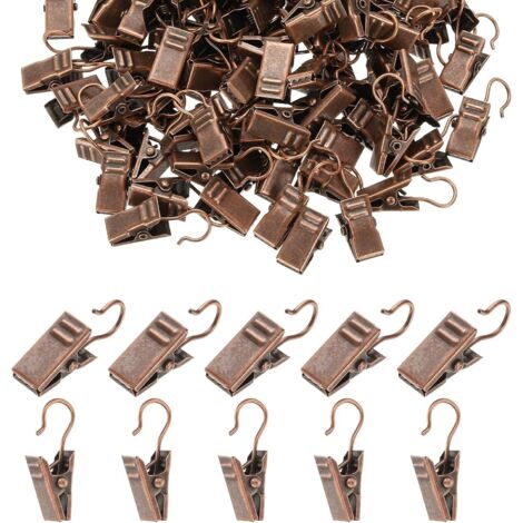 Crochets pour rideaux, clips pour guirlandes lumineuses, crochets décoratifs, adaptés au camping, présentation artisanale, 100 pièces, bronze rouge (1/5)