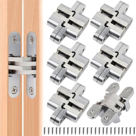 Lot de 6 charnières pliantes invisibles pour portes de meubles d'armoire, portes d'installation pour meubles d'armoire (1/5)