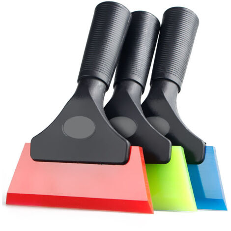 Grattoir à vitres multi-usages en silicone pour fenêtres, vitres, portes de douche, grattoir à vitres (5 pouces), vert, bleu, rouge, 3 pièces (1/5)