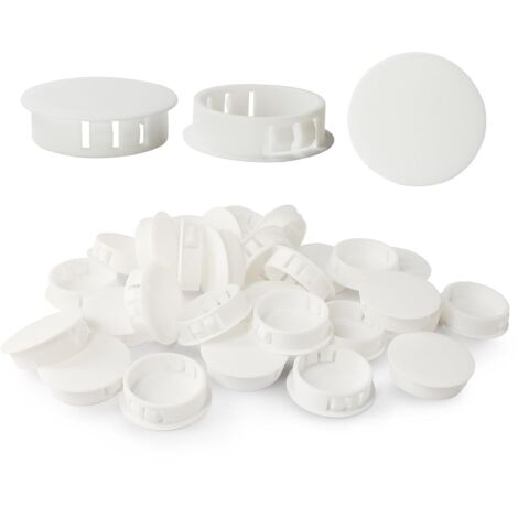 Embouts d'insertion - Embouts de fixation ronds verrouillables - Pour tubes de poteaux de clôture de meubles - 35 mm, 30 unités - Blanc (1/5)
