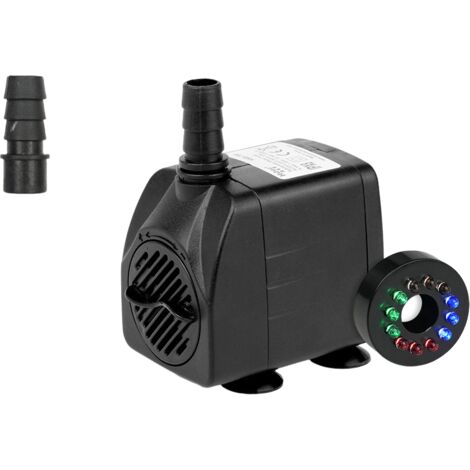 Pompe submersible silencieuse, débit réglable, avec éclairage LED, câble de 1,45 m (1000 L/H, 15 W, hauteur manométrique 1,6 m) (1/5)