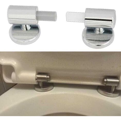 Kit de montage pour abattant de toilette - avec charnières à fermeture douce et à dégagement rapide - Charnières fixes - Lot de 2 (1/5)