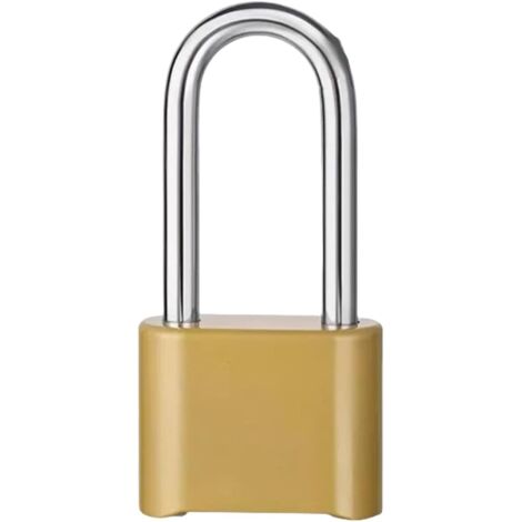 Serrure à combinaison en alliage de zinc robuste, multifonctionnelle, sûre pour une utilisation intérieure et extérieure, longue poutre, couleur or (1/5)