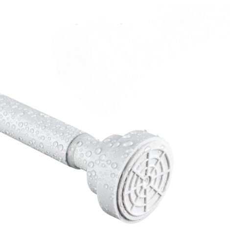 Tringle à rideau de douche rétractable, sans perçage, convient pour salle de bain, fenêtre, armoire penderie 85-140 cm, blanc