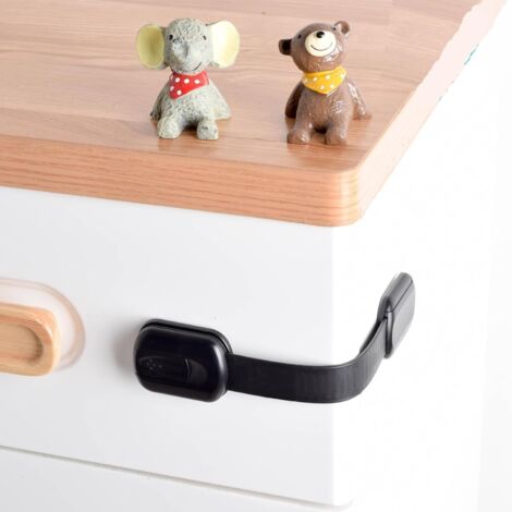 REDTRON Verrous D'Armoire De Sécurité Pour Enfants - 4 Packs Noir, Double Interrupteur, Adhésif 3M Ultra Résistant