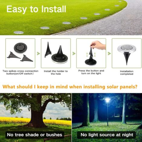 Amzxart 8 Lampes Solaires Extérieur Jardin - Éclairage LED Étanche IP65 Avec Détection Auto