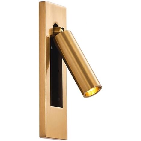 Lampe de lecture LED pour chambre à coucher, rotation à 350°, pliage à 90°, lumière blanche 3W (cuivre)