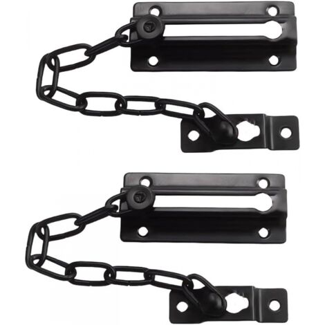 Protection de porte à chaîne avec serrure, pour portes intérieures et porte d'entrée supplémentaire, noir, lot de 2 (1/5)