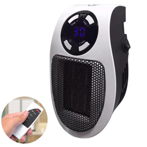 Mini-réchauffeur d'air électrique 350 W, écran LED, protection contre la surchauffe (avec télécommande) (1/5)