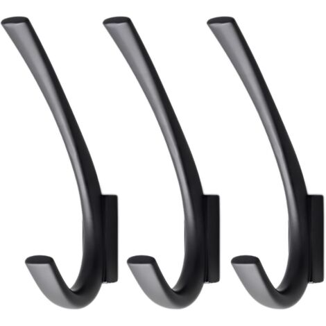 Crochets muraux, porte-manteaux pour serviettes, clés, peignoirs, foulards, lot de 3 (noir) (1/5)
