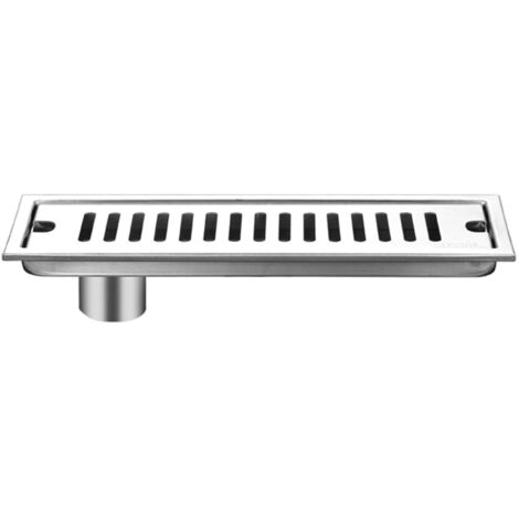Siphon de sol rectangulaire, grille de douche 40x10cm anti-cheveux, bonde de douche amovible anti-odeur (latérale) brossée