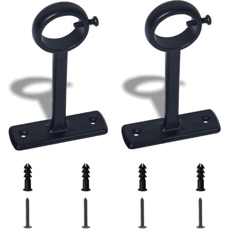 2 supports de tringle à rideaux, fixation de tringle à rideaux, support de tringle à rideaux mural et plafond, noir
