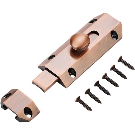 Verrou de sécurité pour porte coulissante, serrure avec vis pour portes, fenêtres et armoires (bronze rouge) (1/5)