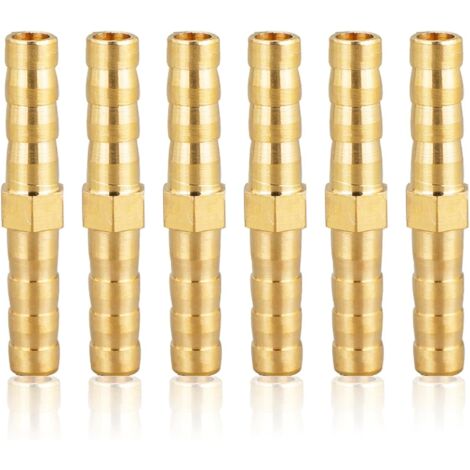 Raccords de tubes en laiton de 6 mm, 6 pièces de 6 mm (1/4"), raccords cannelés droits, connecteurs à douille (1/3)