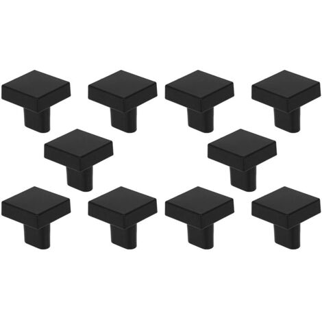 Poignées de porte, poignées d'armoire carrées, poignées de meubles pour armoires, armoires, tiroirs, 10 pièces (noir) (1/5)