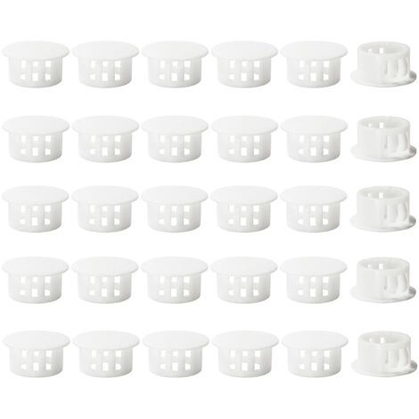 Embouts d'insertion - Embouts de fixation ronds verrouillables - Pour tubes de poteaux de clôture de meubles - 18 mm, 30 unités - Blanc (1/5)