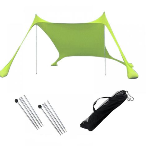 Tente de plage pliable avec 2 poteaux et 1 sac de transport, idéale pour la plage, le camping et les activités de plein air (verte), 200 x 210 x 150 cm (1/5)