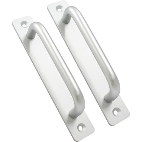 Poignée de porte en alliage d'aluminium, poignée de porte d'armoire, espacement des trous 160 mm, 2 pièces, argent (1/5)