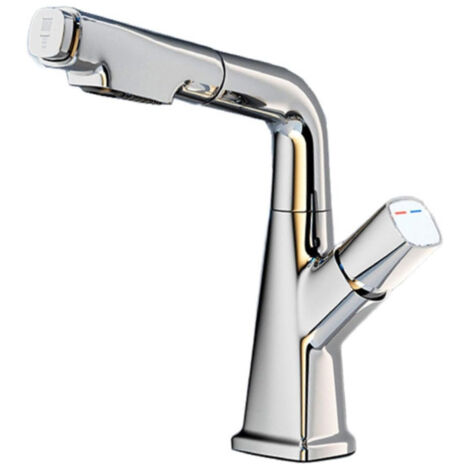 Robinet d'évier de cuisine, douchette extractible avec deux modes de pulvérisation, argent (1/5)