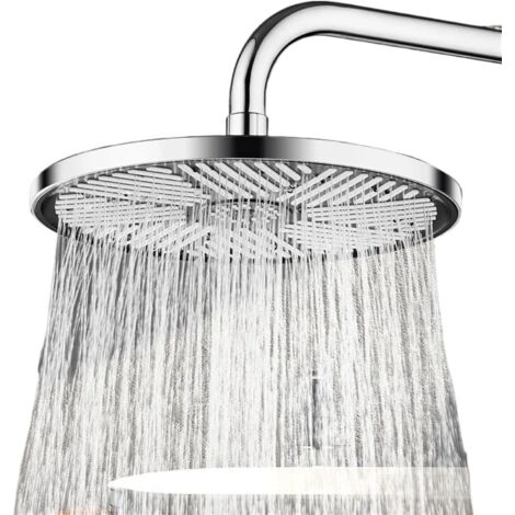 Pommeau de douche haute pression, pommeau de douche extérieur de 25 cm, pommeau de douche à effet pluie rond, argent. (1/5)