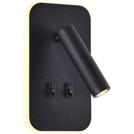 Lampe de chevet LED 2 en 1, liseuse 3W + applique 10W, avec interrupteur, noir 3000K (1/5)