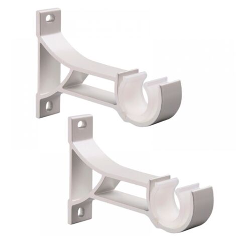 Support de tringle à rideaux, fixation murale, pour tringles de 28 mm, lot de 2, blanc