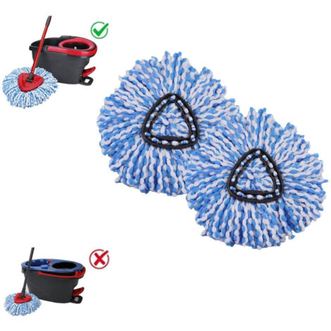 Compatible avec le système à simple torsion Easywring, pack de remplacement de tête de balai O-Ceda (pack de 2, bleu et blanc) (1/5)