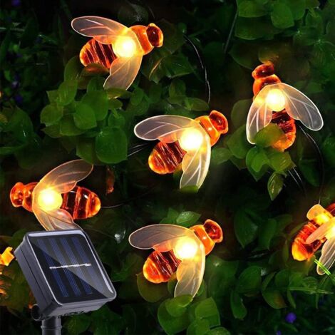 Guirlande lumineuse solaire - Guirlande lumineuse abeille - 6,5 m, 30 LED, 8 modes - Décoration de jardin et de terrasse (1/5)
