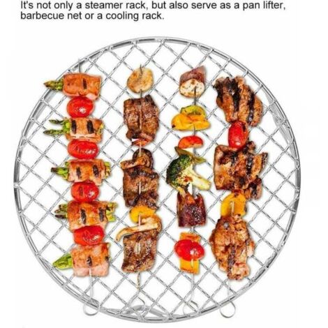 Gril - Gril rond en acier inoxydable, grille de cuisson et de refroidissement empilable avec pieds, diamètre 33 cm (1/4)
