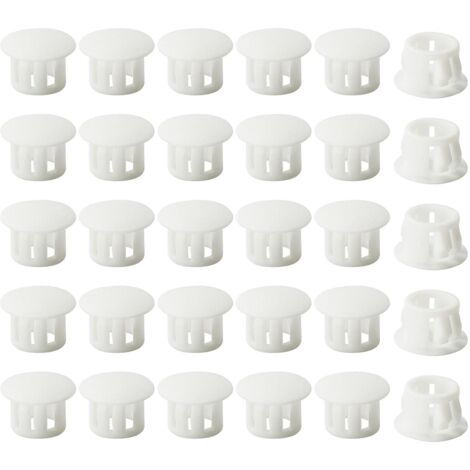 Embouts d'insertion - Embouts de fixation ronds verrouillables - Pour tubes de poteaux de clôture de meubles - 12 mm, 30 unités - Blanc (1/5)