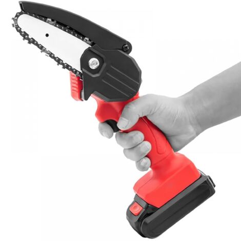 Tronçonneuse sans fil de 4 pouces, tronçonneuse électrique portative pour jardinage, travail du bois et camping, avec 2 batteries, 24 V (1/5)