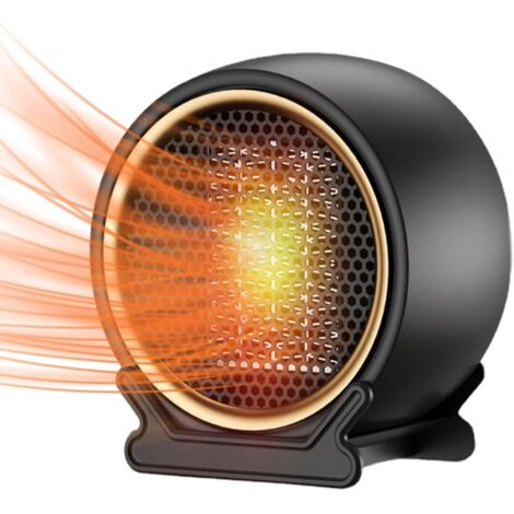 Radiateur soufflant électrique, PTC 1200 W, silencieux, 2 niveaux de chauffage, économie d'énergie, silencieux, protection contre la surchauffe (noir) (1/5)
